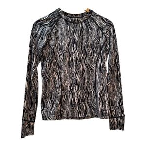 Skirt Sports Black White  Swirl‎ Print Long Sleeve Activewear Top Size S
